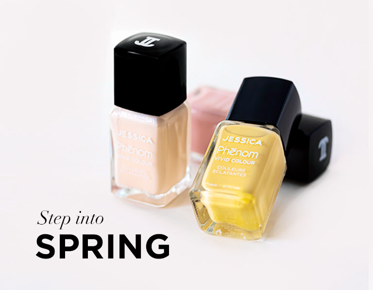 Pheno, pastel nail polish - Step Into spring website banner